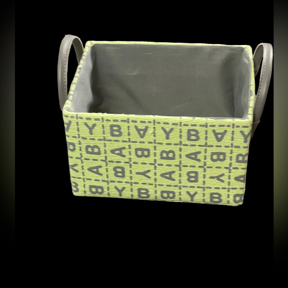 COPY - Baby Word Printed Small Decorative Storage Bin w/ Faux Leather Handles M…